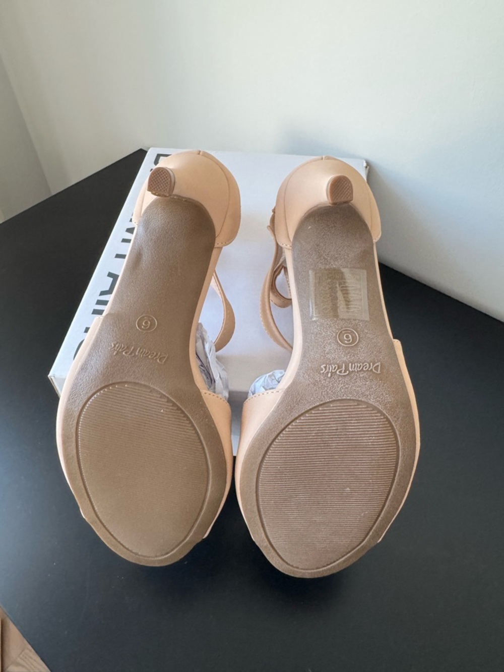 DREAM PAIRS Women's NILE Stilettos Open Toe Pump Heel Sandals - Nude Nubuck NWT - Picture 5 of 12